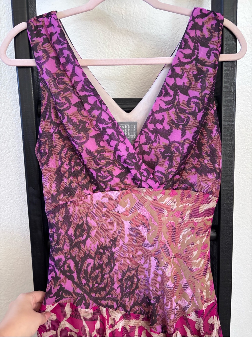 Vintage Y2K Rabbit Rabbit Rabbit Designs Abstract Floral Asymmetrical Chiffon 10 - Picture 2 of 9